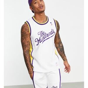 The‎ Hundreds Mens Basketball Jersey White Purple Gold Los Angeles Tank Top L